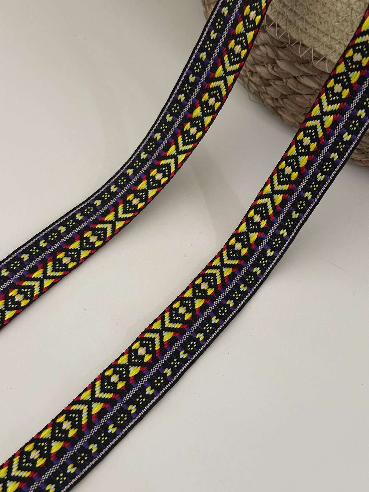 5Yds Non-Stretch 1" Tribal Jacquard Ribbon Trim, Boho Vintage Craft Wholesale