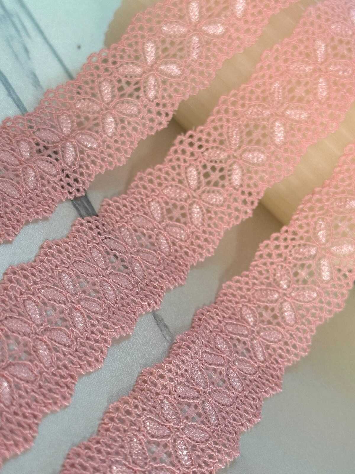 10yds 1" Peach Pink Stretch Elastic Lace Trim Dainty Scalloped Edge Butterfly Clover Ribbon for Lingerie Underwear  Crafts Sewing  Wholesale