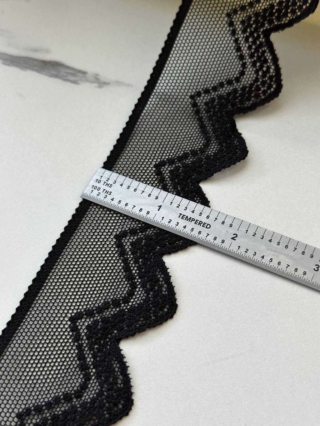 10Yds Soft Stretch 1.6" Black Geometric Zigzag Mesh Stretch Lace Wholesale