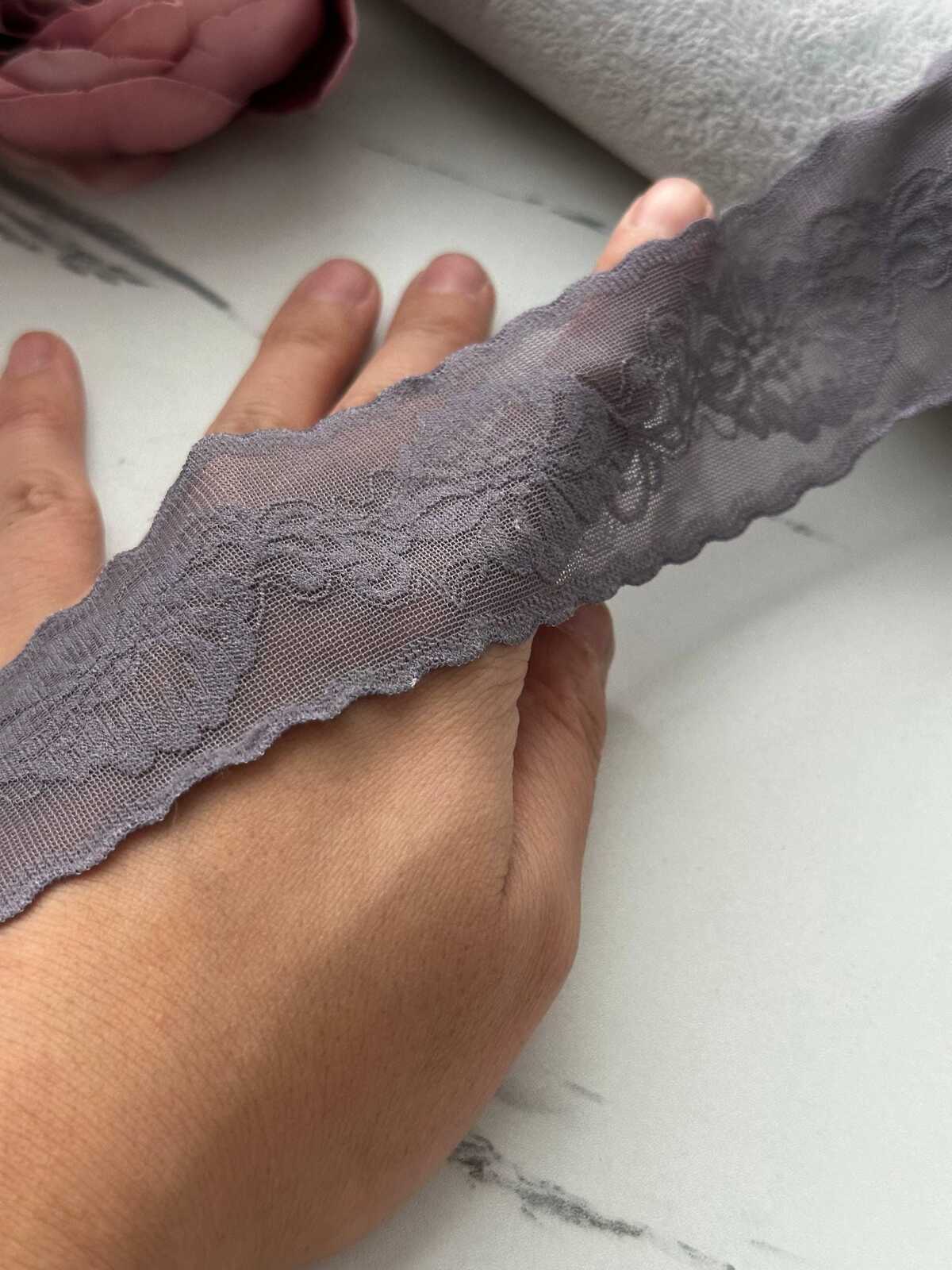 10Yds Stretch 1.7" Dusty Mauve Seamless Flat Scalloped Stretch Lace Wholesale