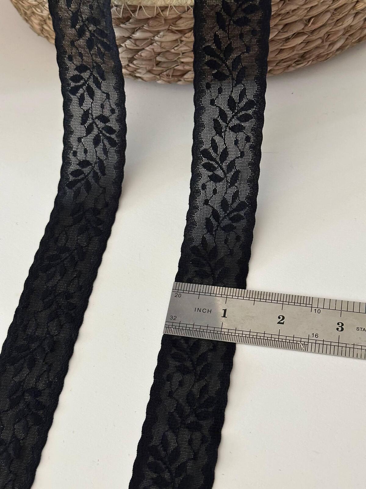 10Yds Stretch 1.3" Black Seamless Lingerie Lace Trim, Panties Sewing Wholesale