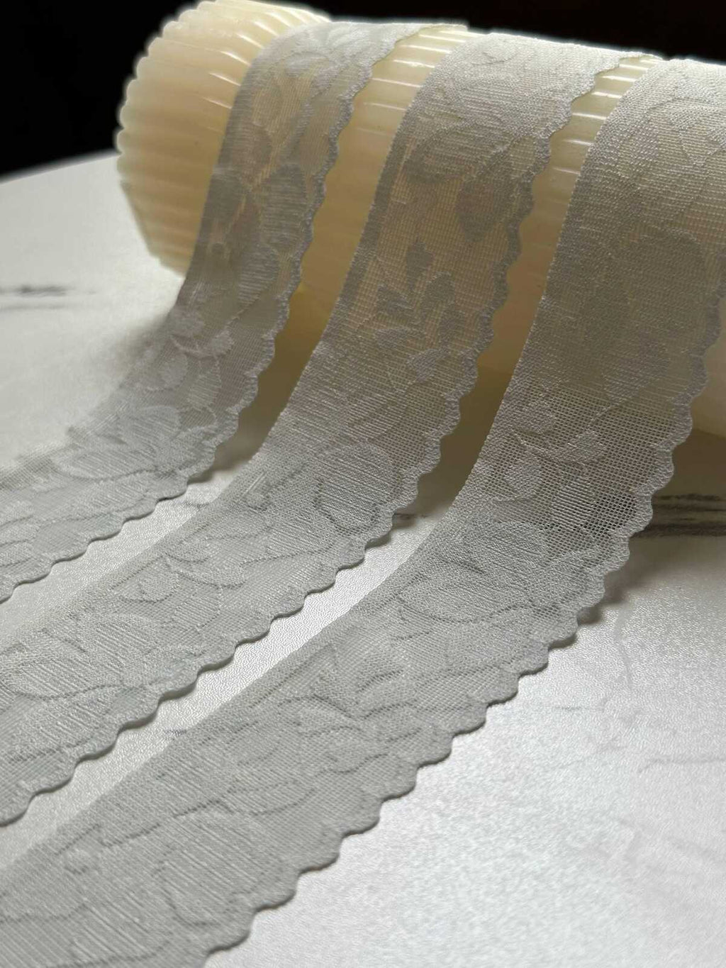 Pale Sage Green Ultra Soft High Stretch Elastic Lace Trim Invisible Seamless Scalloped Edge Underwear Ribbon for Lingerie Crafts, 1.25"