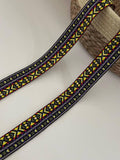 5Yds Non-Stretch 1" Tribal Jacquard Ribbon Trim, Boho Vintage Craft Wholesale