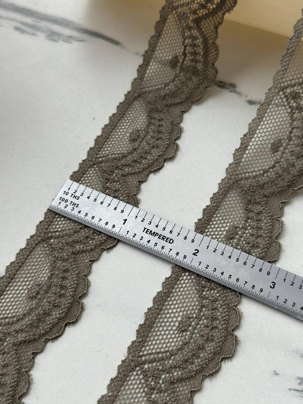 10Yds Stretch 1" Olive Sage Green Scalloped Floral Stretch Lace Wholesale