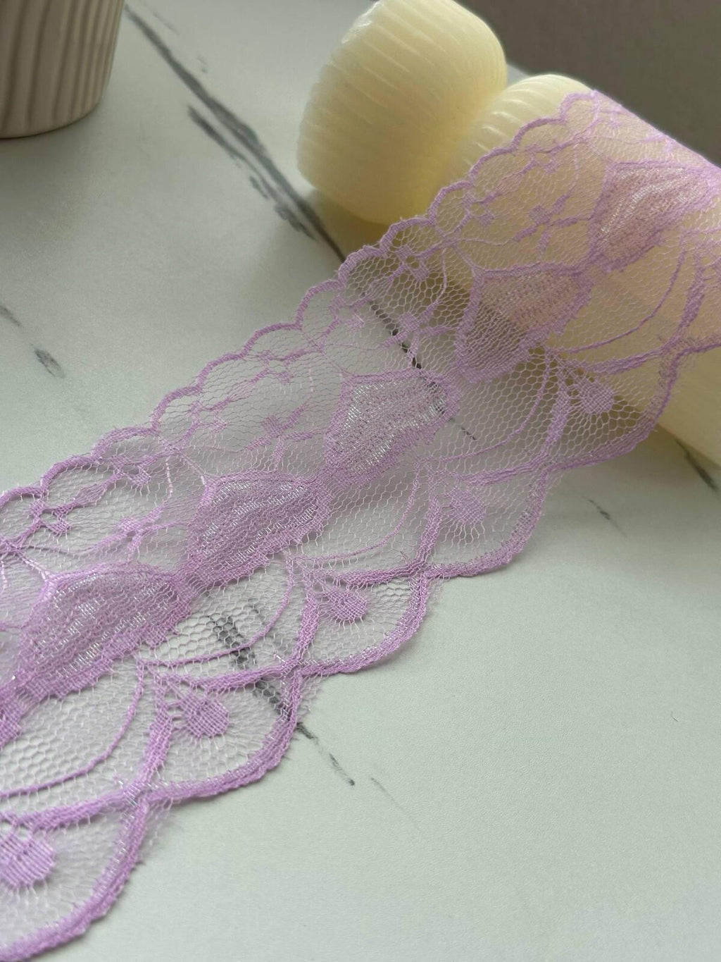 10Yds Non-Stretch 3" Lavender Purple Heart Pattern Mesh Lace Trim Wholesale