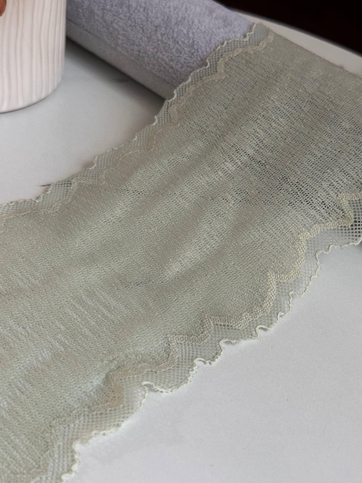 Sage Green Mesh Lace Trim, 4.2" Hair Bow Ribbon, Bulk Clearance Coquette Y2K Lace, Scrunchie Trim, DIY Sewing, Retail Wholesale