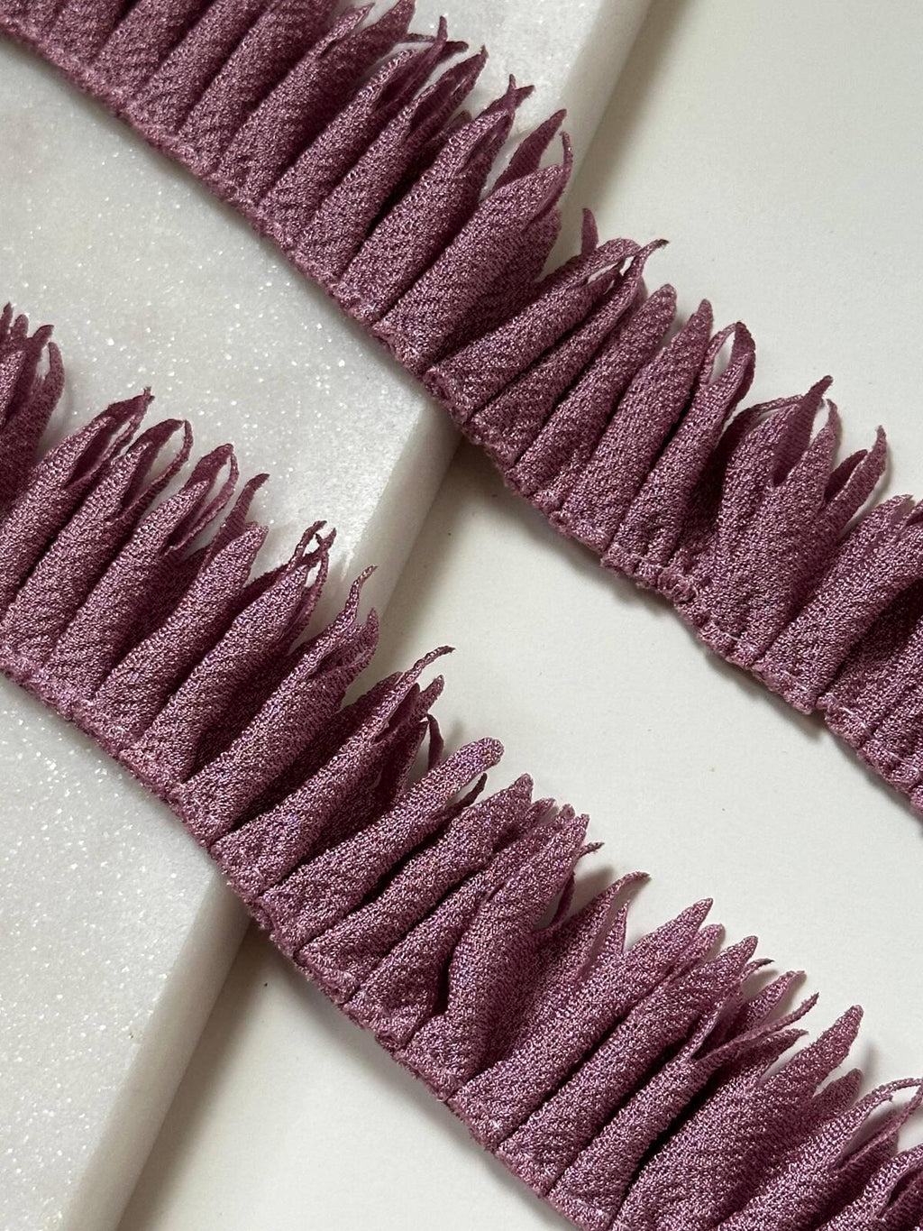 Dusty Mauve Pleated Fringe Trim by Yard, Pleated Ribbon, Soft Skin Friendly Coquette Craft Supply, 1", Retail Wholesale Bulk
