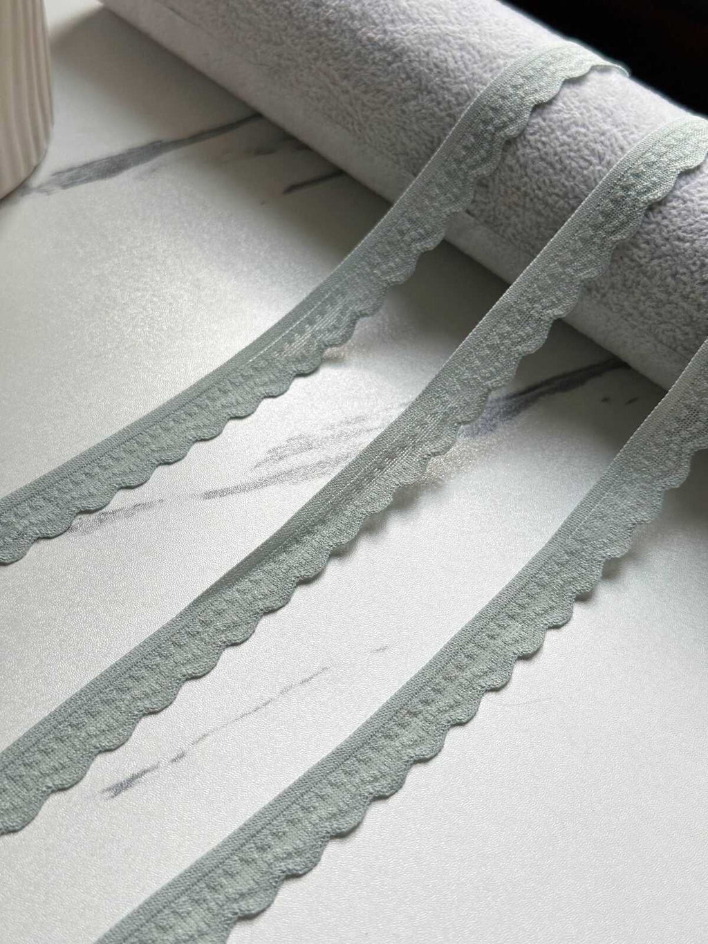 10yds  Sage Green Lingerie Elastic Trim, 0.75" Ultra Soft Ribbon, Coquette Y2K Lace, Scalloped, DIY Sewing Craft, Retail Wholesale