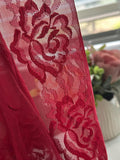 2Yds Stretch 11.6" Crimson Red Floral Cross Mesh Elastic Lace Trim Wholesale