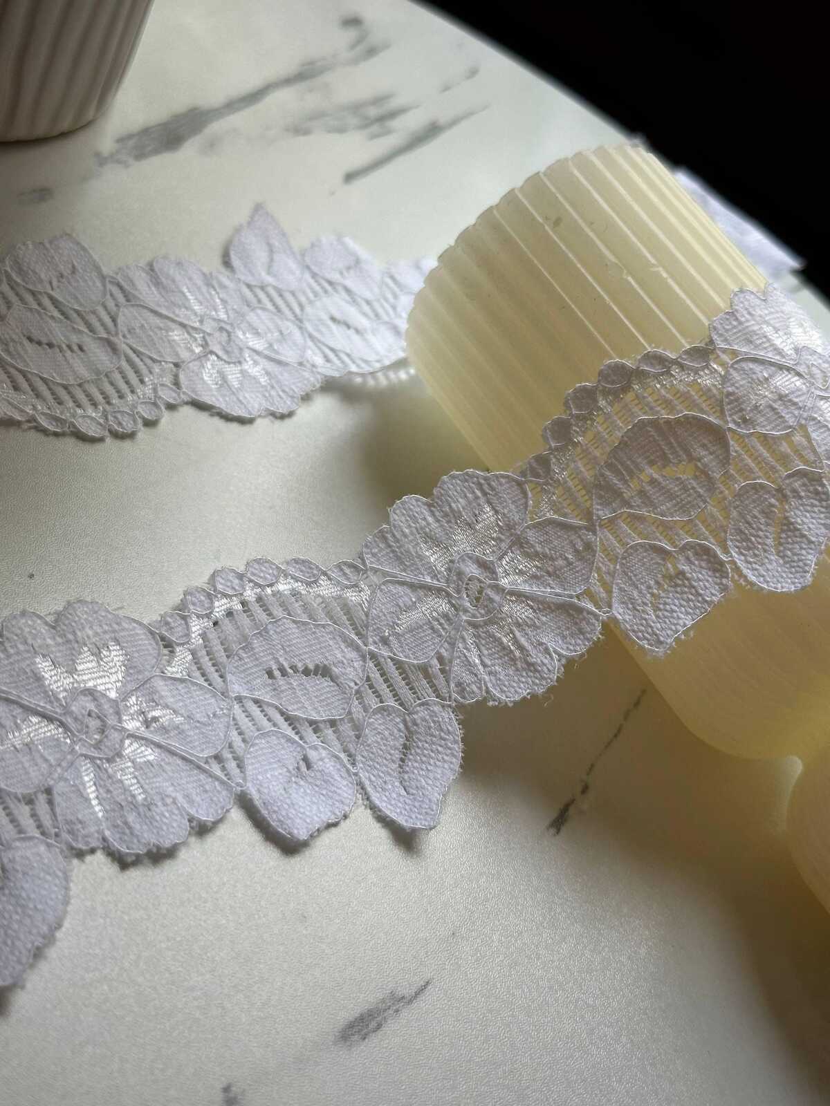 10yds White Floral Stretch Lace Trim, 2" Elastic Ribbon, Bulk Clearance Coquette Y2K Lace, Lingerie Lace, DIY Sewing, Retail Wholesale