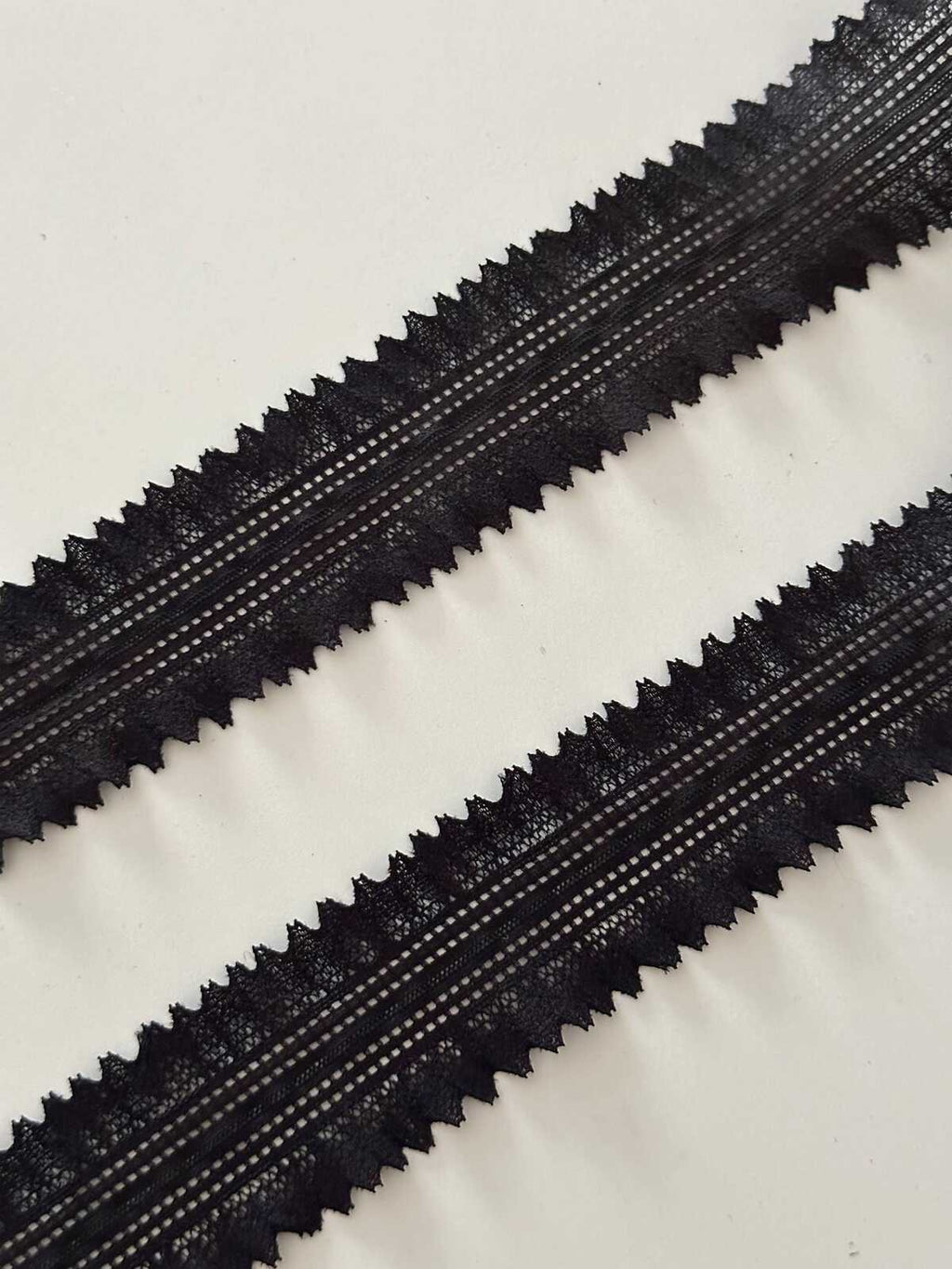 10yds Black Double Frill Stretch Lace, 1.5" Elastic Ribbon, Bulk Clearance Coquette Y2K Lace, Lingerie Lace, DIY Sewing, Retail Wholesale