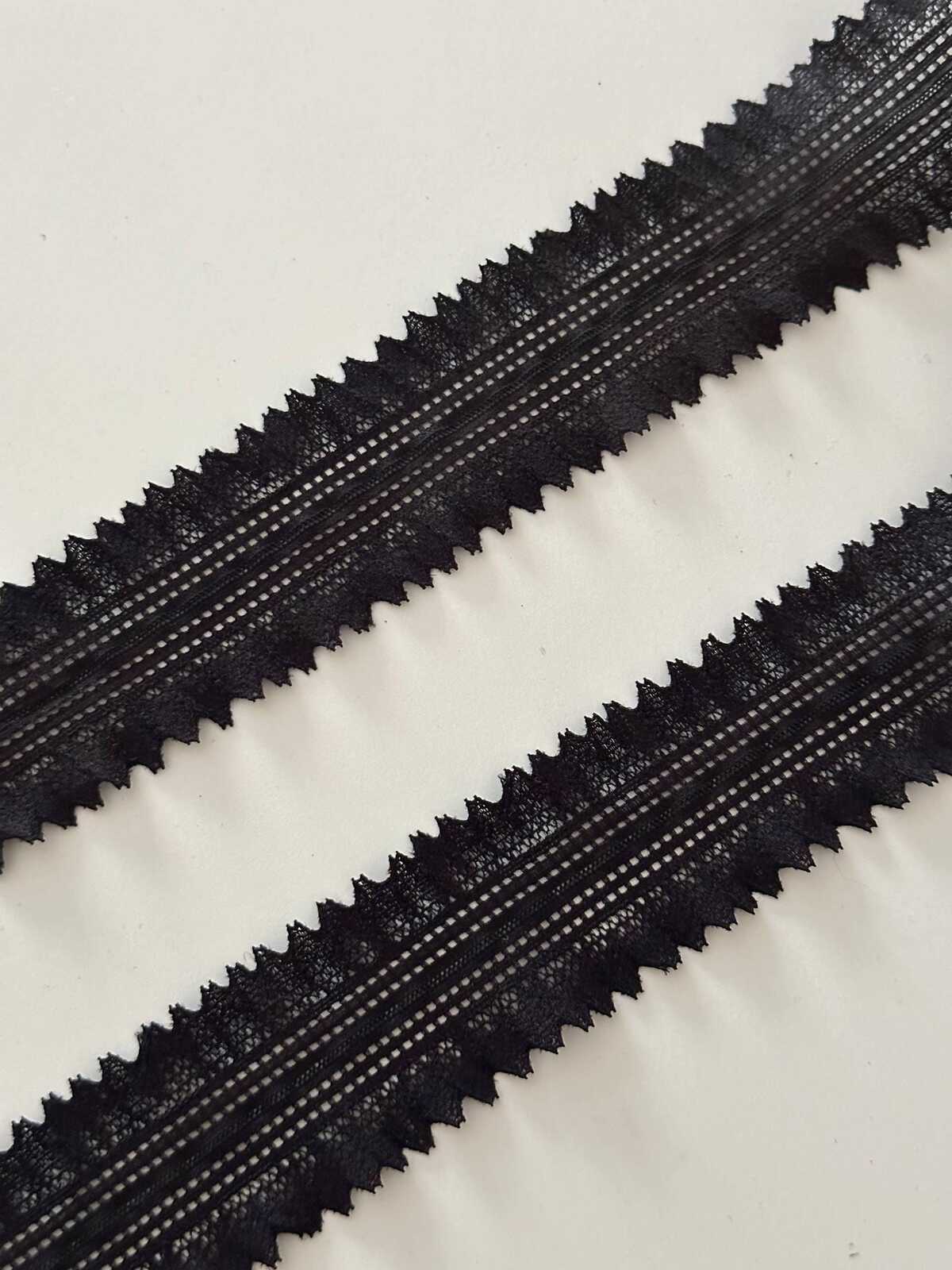 10yds Black Double Frill Stretch Lace, 1.5" Elastic Ribbon, Bulk Clearance Coquette Y2K Lace, Lingerie Lace, DIY Sewing, Retail Wholesale