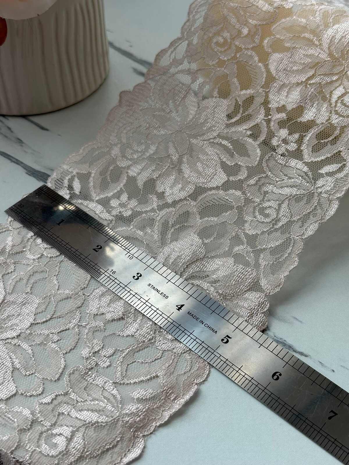 3Yds Non-Stretch 5.3" Beige Gold Shimmer Floral Mesh Lace Trim Wholesale