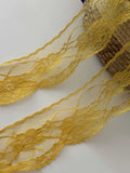 10yds Yellow Floral Non-Stretch Lace Trim, 2.1" Soft Ribbon, Bulk Clearance Coquette Y2K Lace, Garment Trim, DIY Sewing, Retail Wholesale
