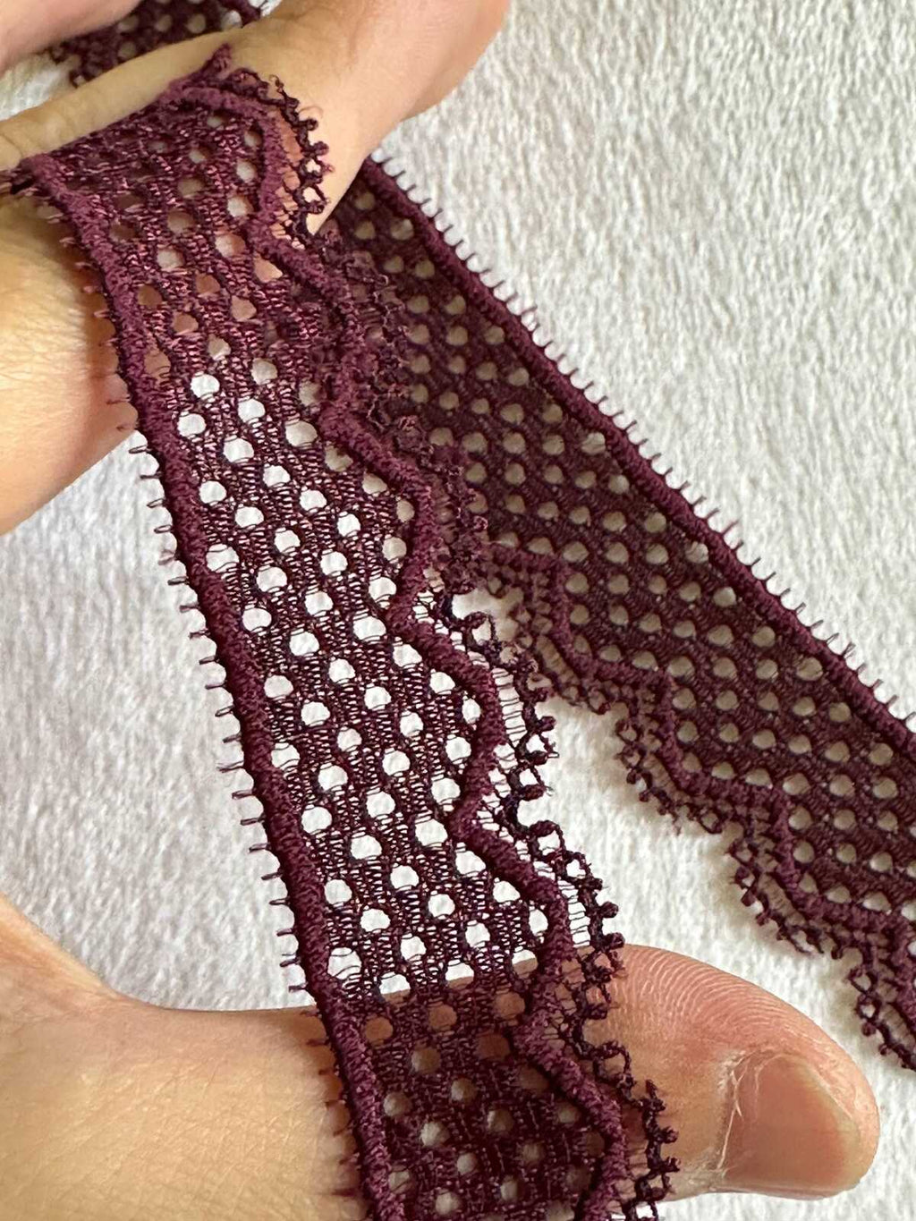 10yds  0.75" Burgundy Stretch Elastic Lace Trim Dainty Scalloped Edge Wine Ribbon for Lingerie  Crafts Sewing Retail Wholesale