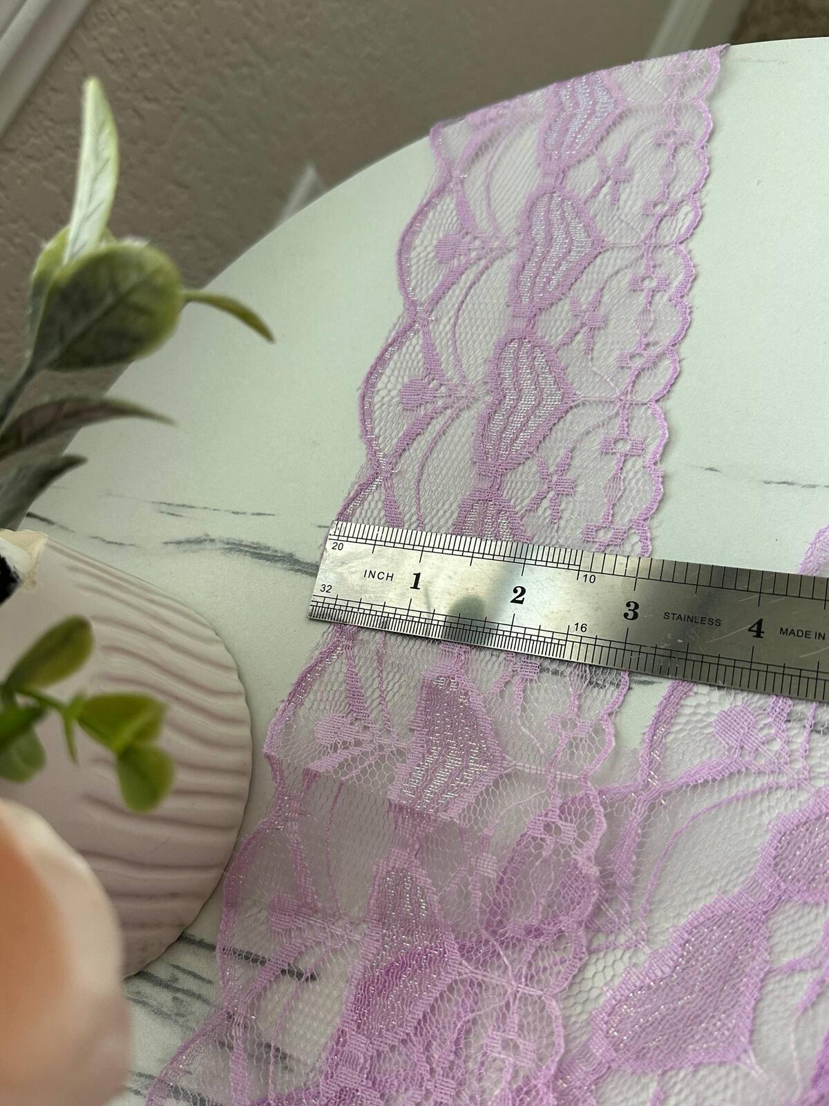 10Yds Non-Stretch 3" Lavender Purple Heart Pattern Mesh Lace Trim Wholesale