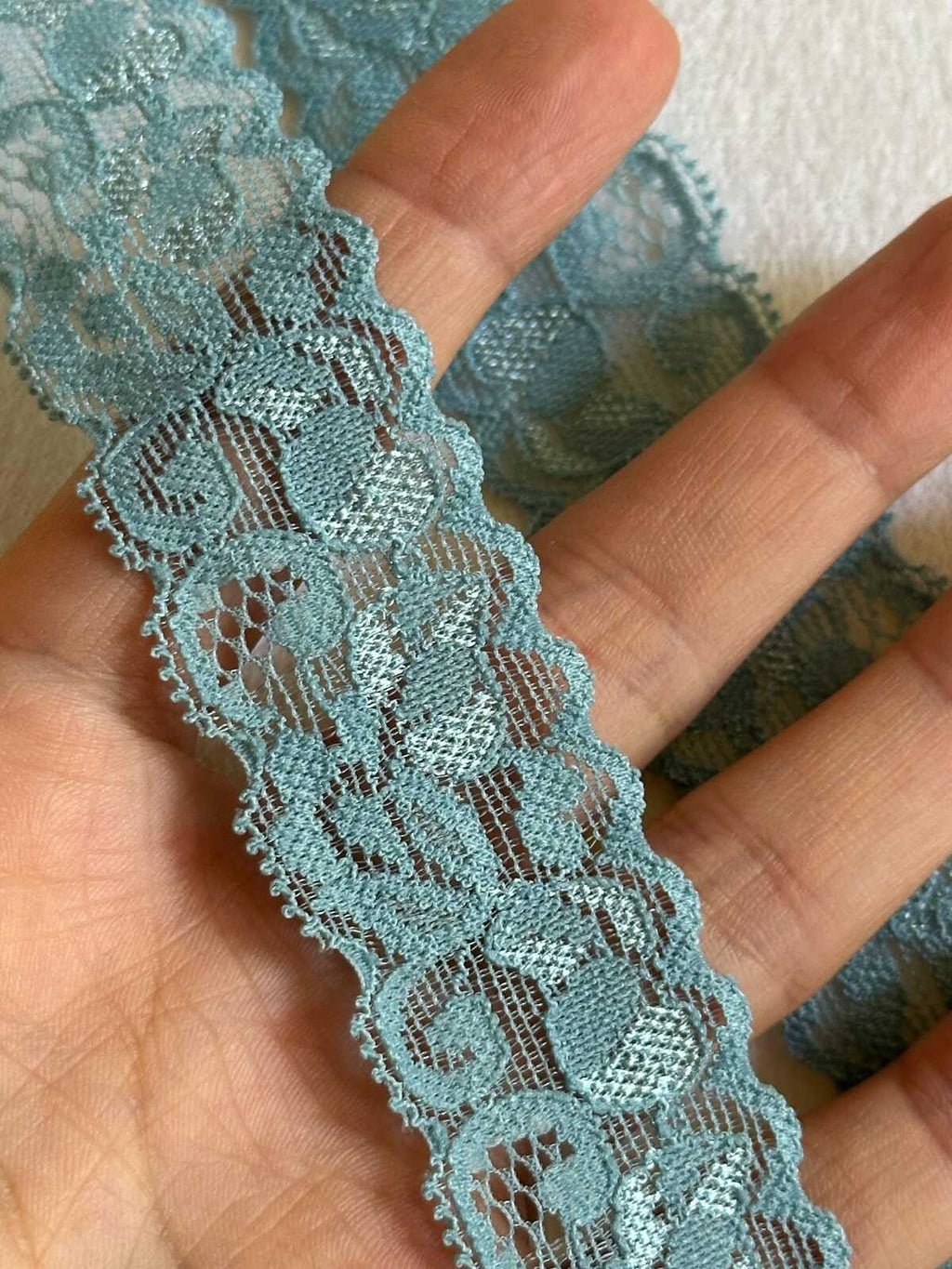 10yds 1" Sage Green Stretch Elastic Lace Trim Dainty Scalloped Edge Floral Ribbon for Lingerie  Crafts Sewing Retail Wholesale