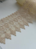 1Yd Non-Stretch 4" Vintage Beige Floral Guipure Chemical Lace Trim Wholesale