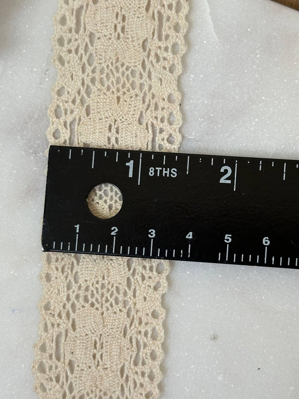 Soft Natural Beige Beige Cotton Crochet Geometric Lace Trim by the Yard, Scalloped Cotton Ribbon for Crafts, 1.35", Retail Wholesale Bulk