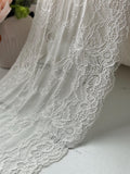 3Yds Soft Stretch 8" French White Floral Scalloped Wide Stretch Lace Wholesale