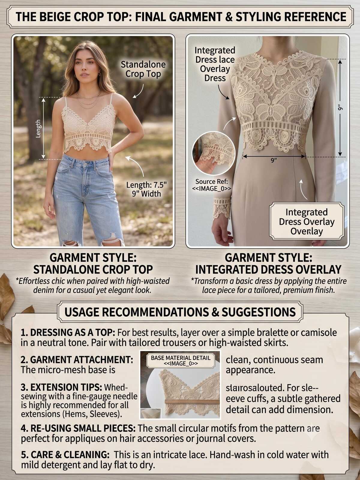 Vintage Cream Beige Guipure Water Soluble Lace Bodice Applique Motif Butterfly Floral Embroidered Front Panel for Camisole Blouse Sewing,20"