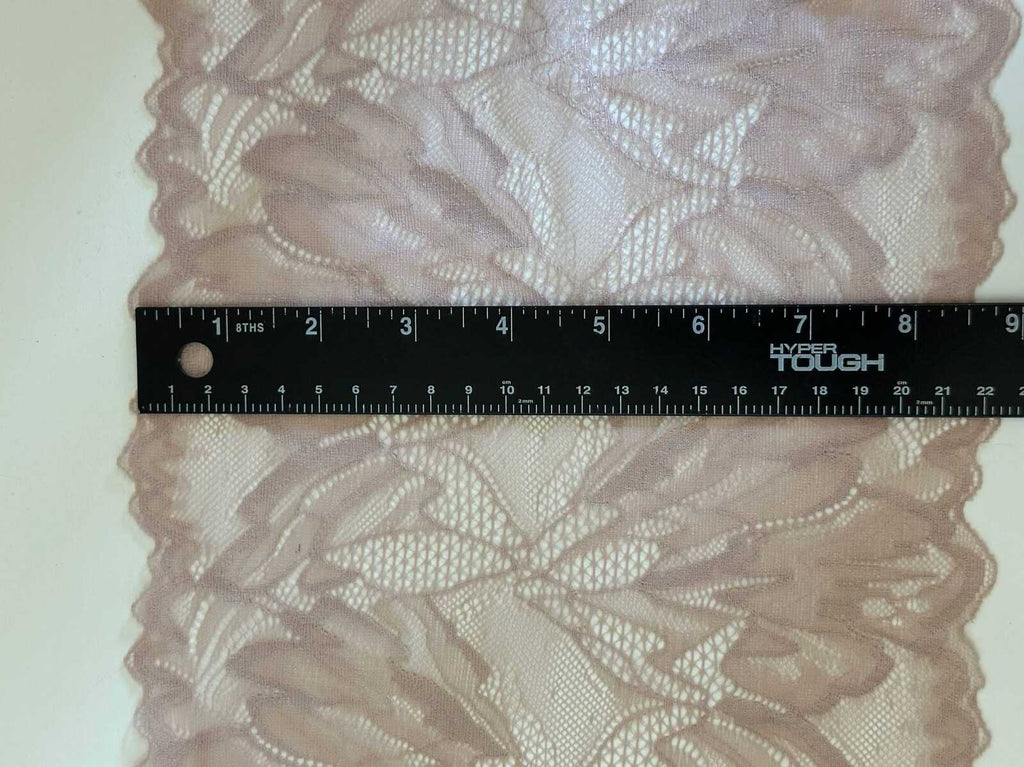 8.65" Dusty Pink Stretch Lace Trim Wide Nude Blush Floral Elastic Galloon Scalloped Edge Lace for Lingerie Garment Sewing Crafts