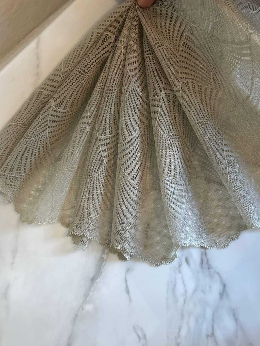 8.1" Sage Green Stretch Lace Trim Wide Fan Scalloped Shell Elastic Galloon Lace for Lingerie Underwear Garment Sewing Crafts by the Yard