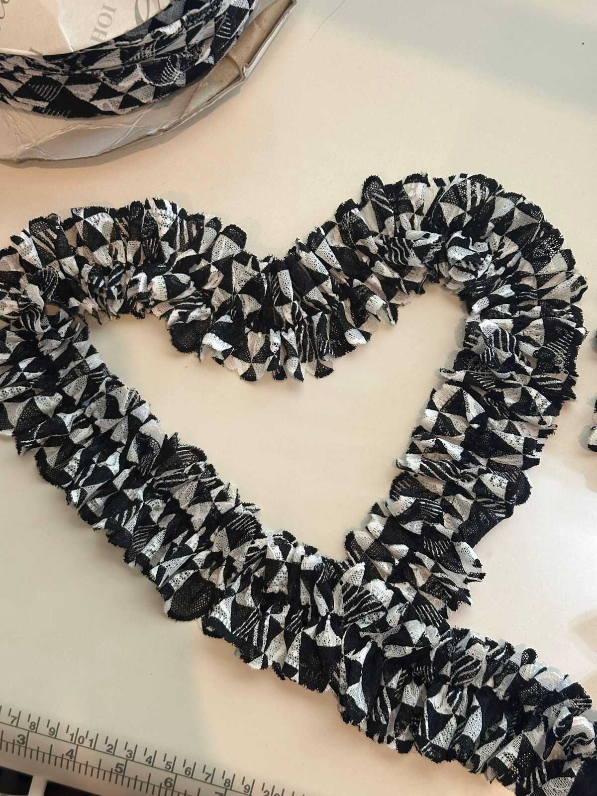 10yds 2.25" Black White Geometric Lace Trim Floral Mesh Ribbon by the Yard for Lingerie Underwear Doll Clothes Goth Punk Sewing Crafting DIY