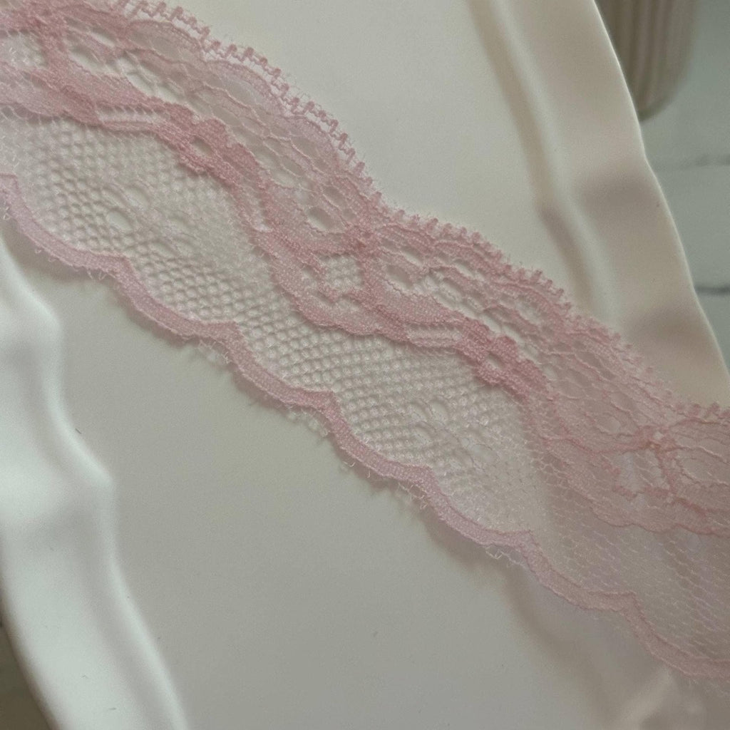 10yds Soft Light Baby Pink Floral Non Stretch Rigid Lace Trim by the Yard, Narrow Scalloped Galloon Ribbon for Apparel Crafts1.5"  Wholesale