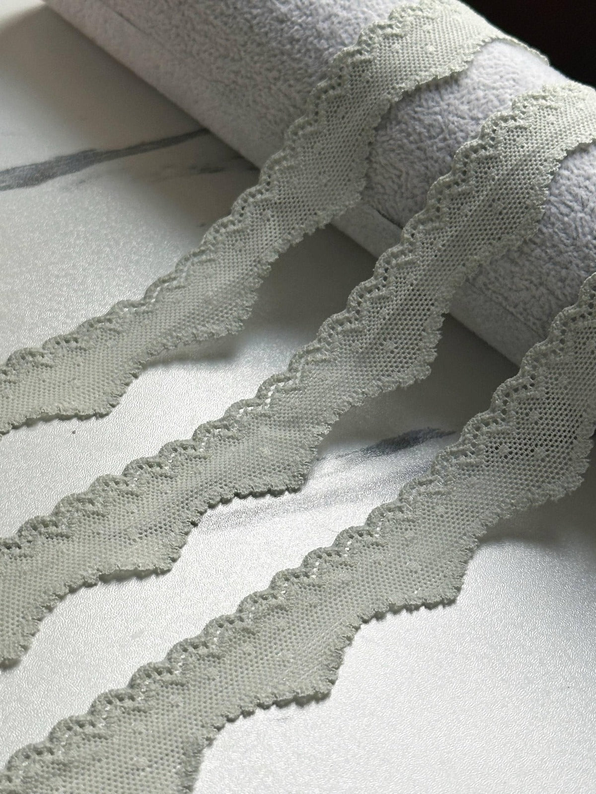 10yds  Sage Green Polka Dot Lace Trim, 0.9" Elastic Ribbon, Coquette Y2K Lace, Lingerie Lace, DIY Sewing Craft, Retail Wholesale