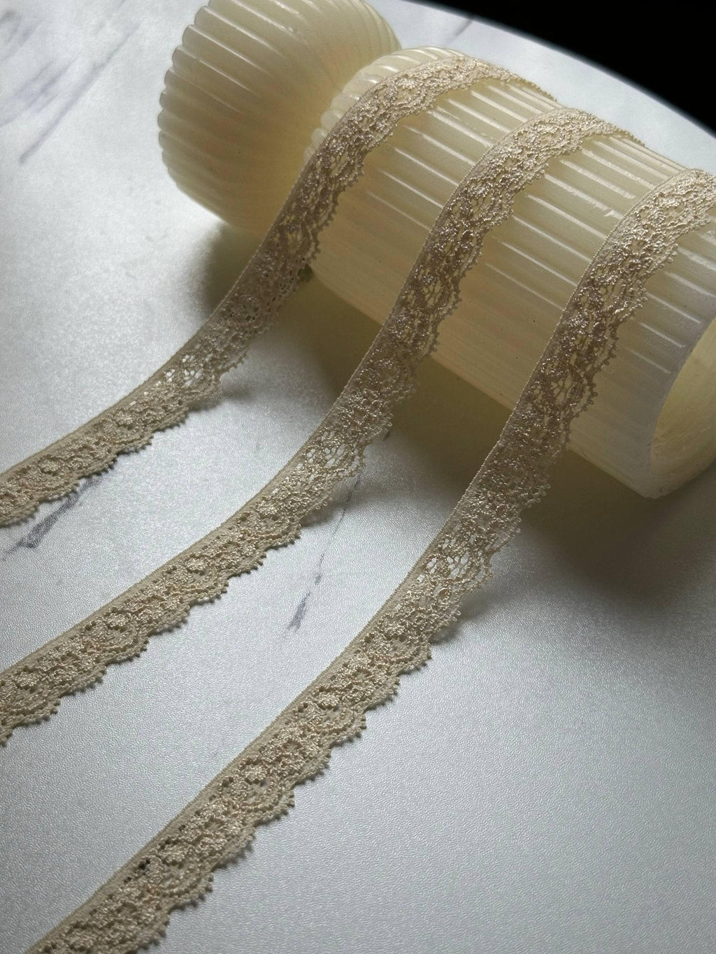 10yds Beige Stretch Lace Trim, 0.5" Elastic Ribbon, Bulk Clearance Coquette Y2K Lace, Lingerie Lace, DIY Sewing, Retail Wholesale