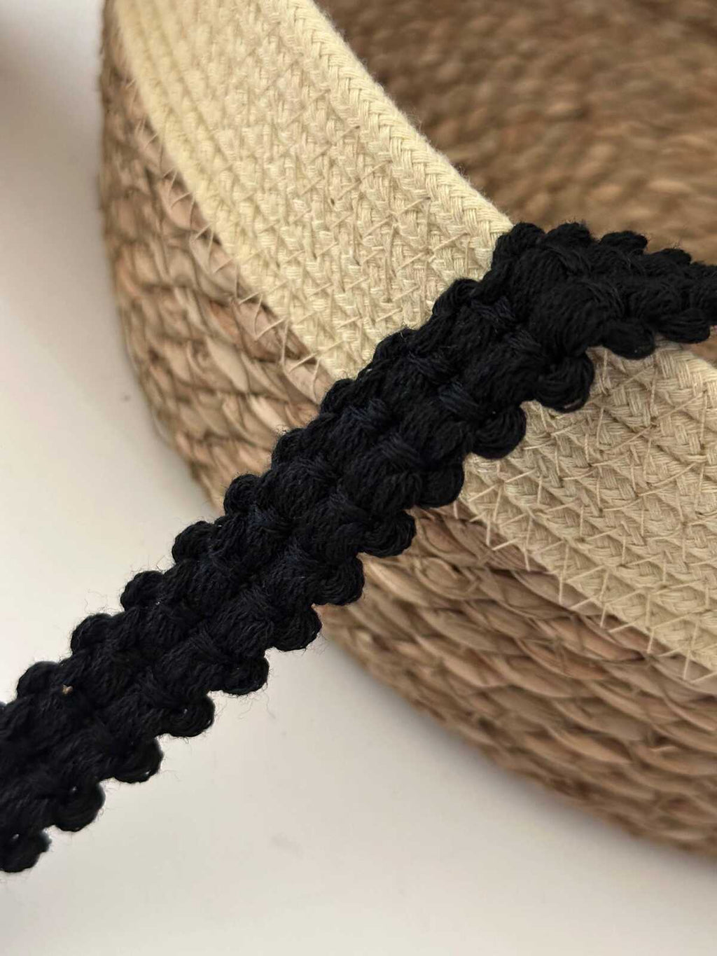5Yds Non-Stretch 0.8" Black Braided Wool Yarn Braid Trim, DIY Craft Wholesale