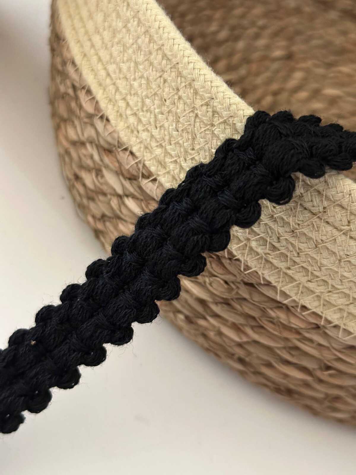 5Yds Non-Stretch 0.8" Black Braided Wool Yarn Braid Trim, DIY Craft Wholesale
