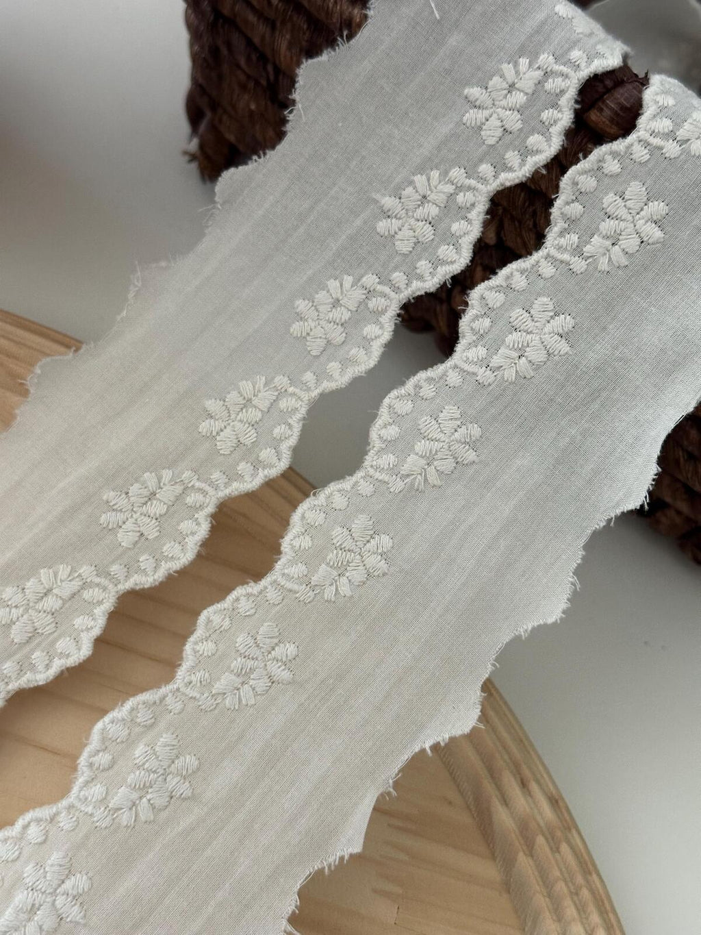 5Yds Non-Stretch 1.7" Off-White Cotton Floral Eyelet Lace Trim Wholesale