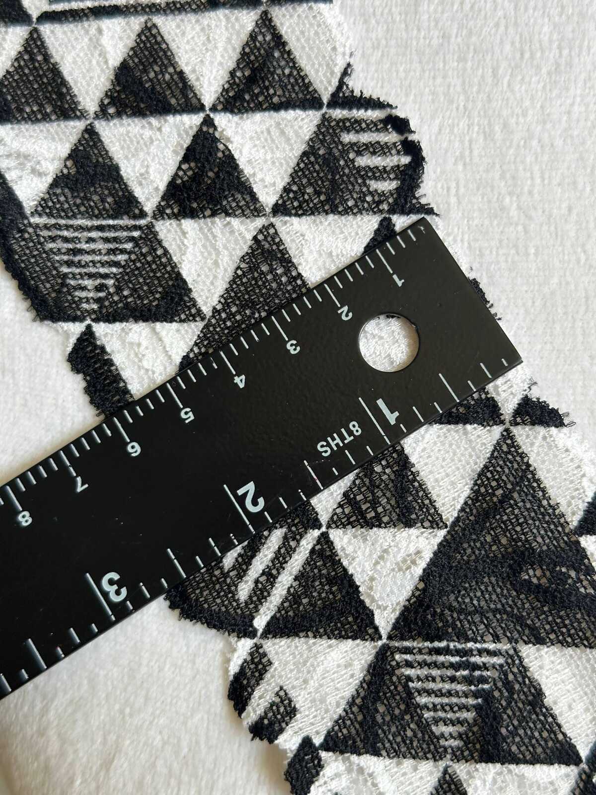 10yds 2.25" Black White Geometric Lace Trim Floral Mesh Ribbon by the Yard for Lingerie Underwear Doll Clothes Goth Punk Sewing Crafting DIY