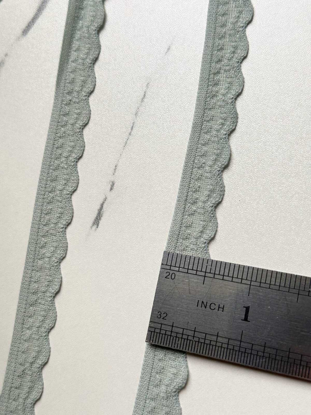 10yds  Sage Green Lingerie Elastic Trim, 0.75" Ultra Soft Ribbon, Coquette Y2K Lace, Scalloped, DIY Sewing Craft, Retail Wholesale