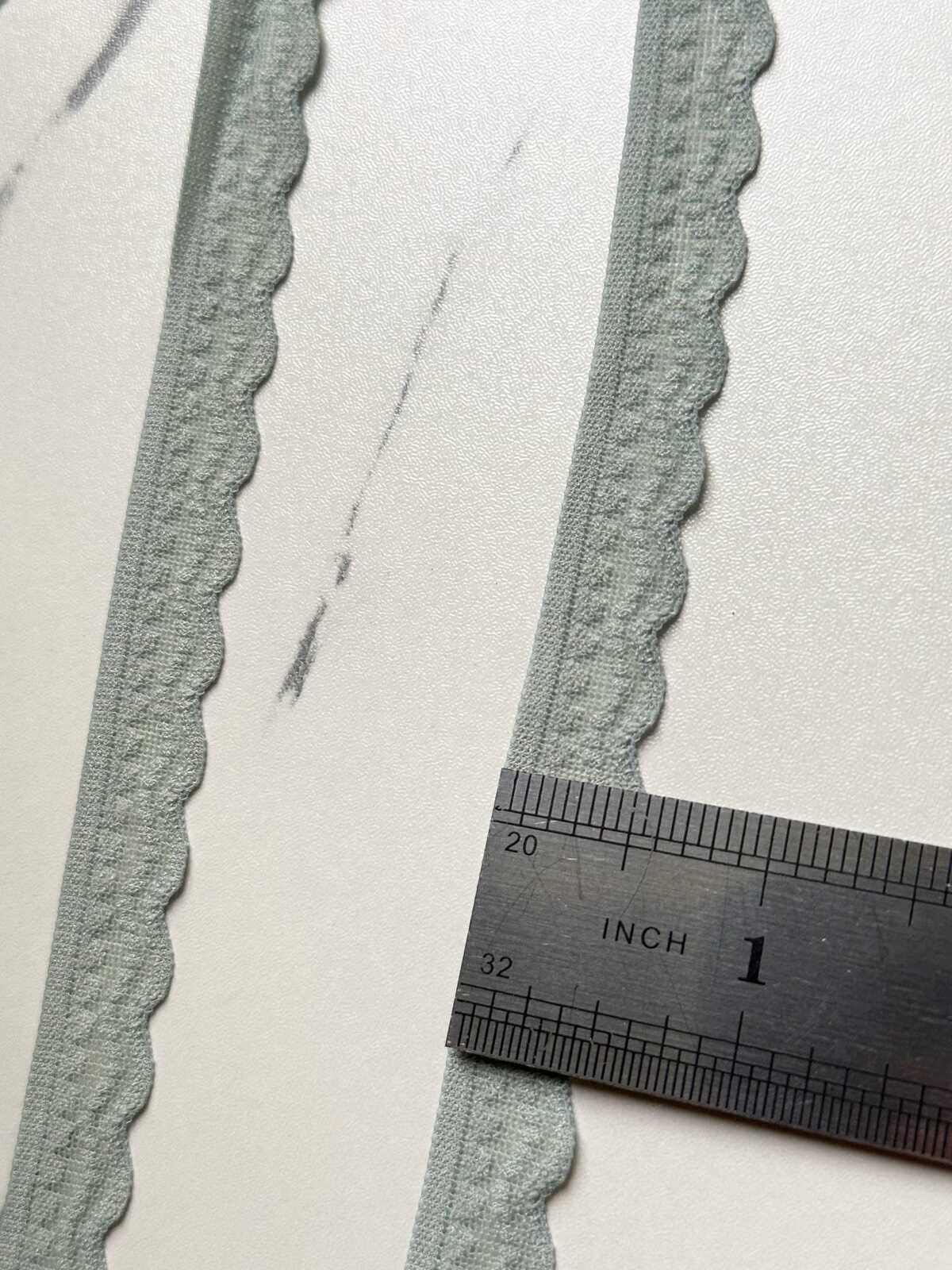 10yds  Sage Green Lingerie Elastic Trim, 0.75" Ultra Soft Ribbon, Coquette Y2K Lace, Scalloped, DIY Sewing Craft, Retail Wholesale