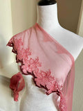 8" Two Tone Pink Mesh Lace Trim Exquisite Scalloped Edge Vine Floral Tulle Ribbon for Lingerie Bridal Gowns Veil Crafts Sewing