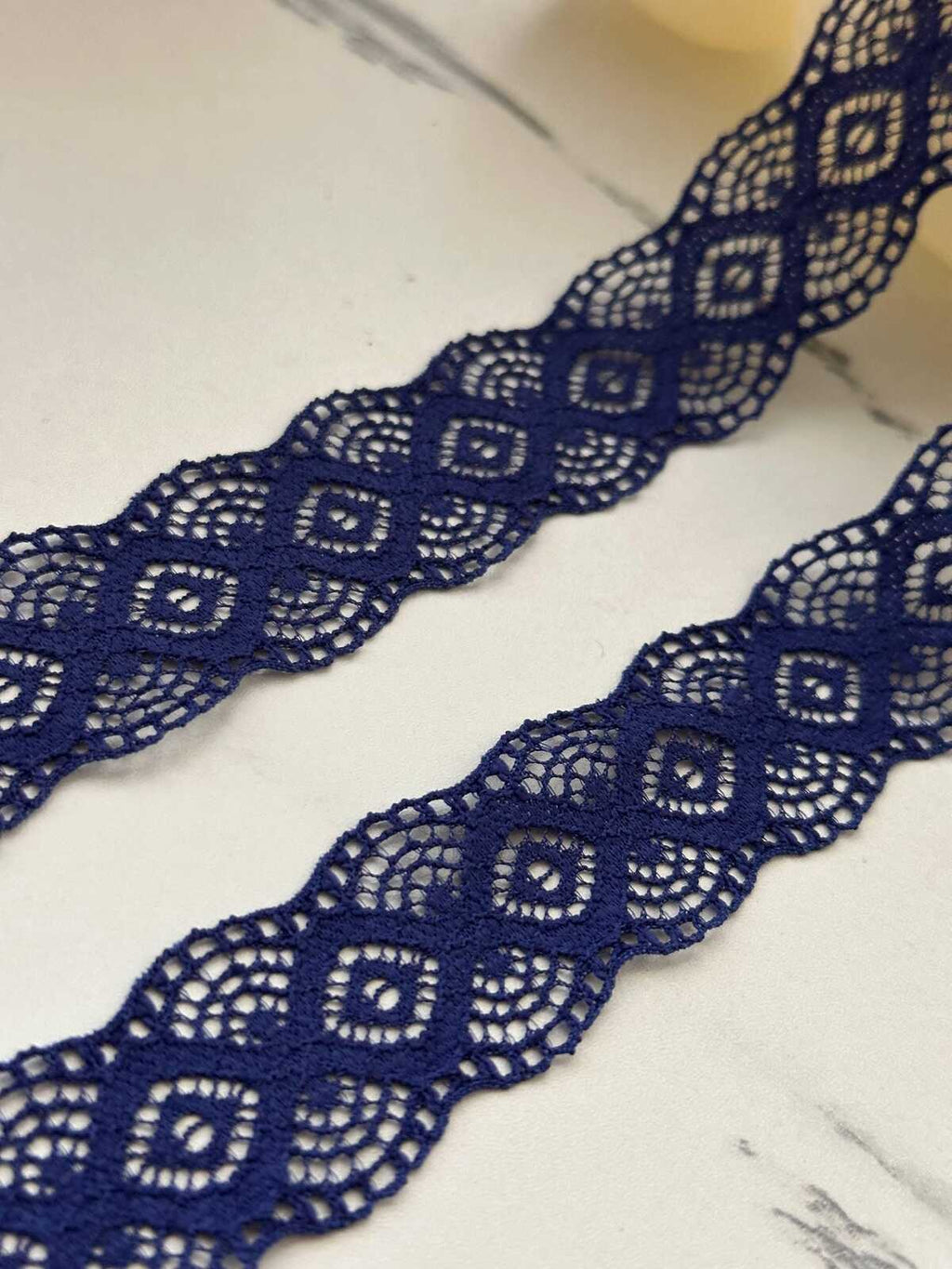 10Yds Stretch 1" Royal Navy Blue Geometric Diamond Stretch Lace Wholesale