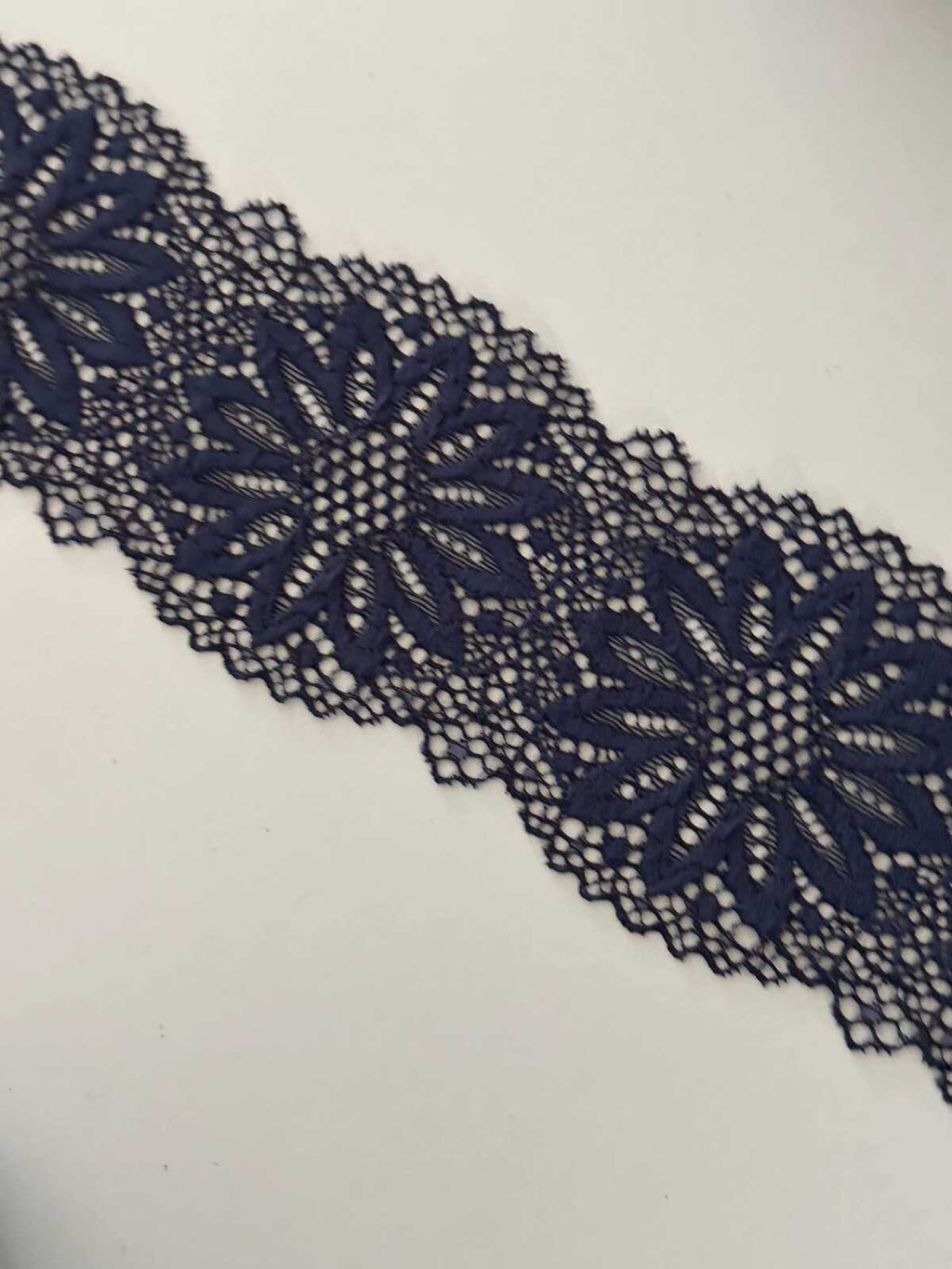 10yds Navy Blue Floral Stretch Lace Trim, 2.8" Elastic Ribbon, Bulk Clearance Coquette Y2K Lace, Lingerie Lace, DIY Sewing, Retail Wholesale