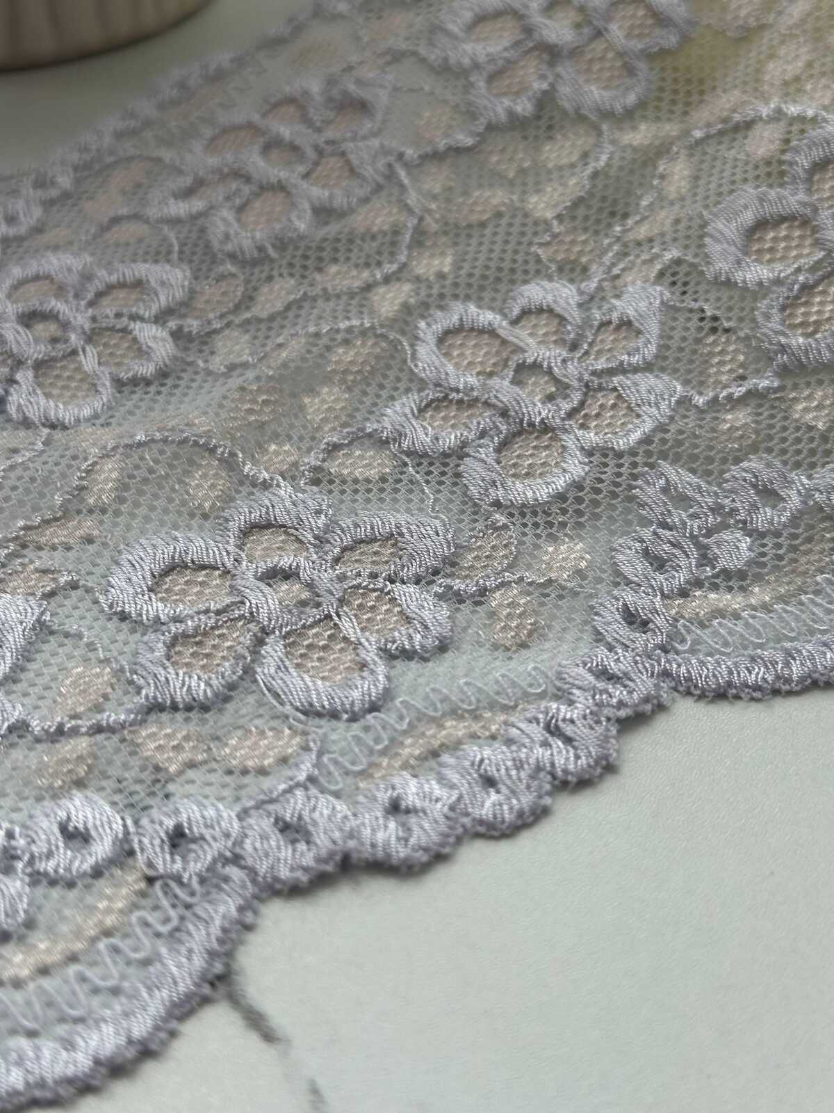 1Yd Stretch 5.5" Muted Lavender Floral Embossed Stretch Lace Trim Wholesale
