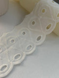 2Yds Non-Stretch 3" Off-White Cotton Eyelet Teardrop Scalloped Lace Wholesale