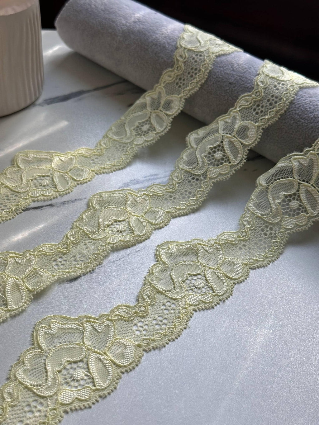 5yds Butter Yellow Floral Lace Trim, 1.75" Stretch Ribbon, Bulk Clearance Coquette Y2K Lace, Lingerie Lace, DIY Sewing, Retail Wholesale