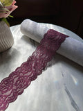 10yds Burgundy Wine Floral Stretch Elastic Lace Trim by the Yard, Wide Scalloped Galloon Ribbon for Lingerie Bridal Sewing Crafts, 2.2"