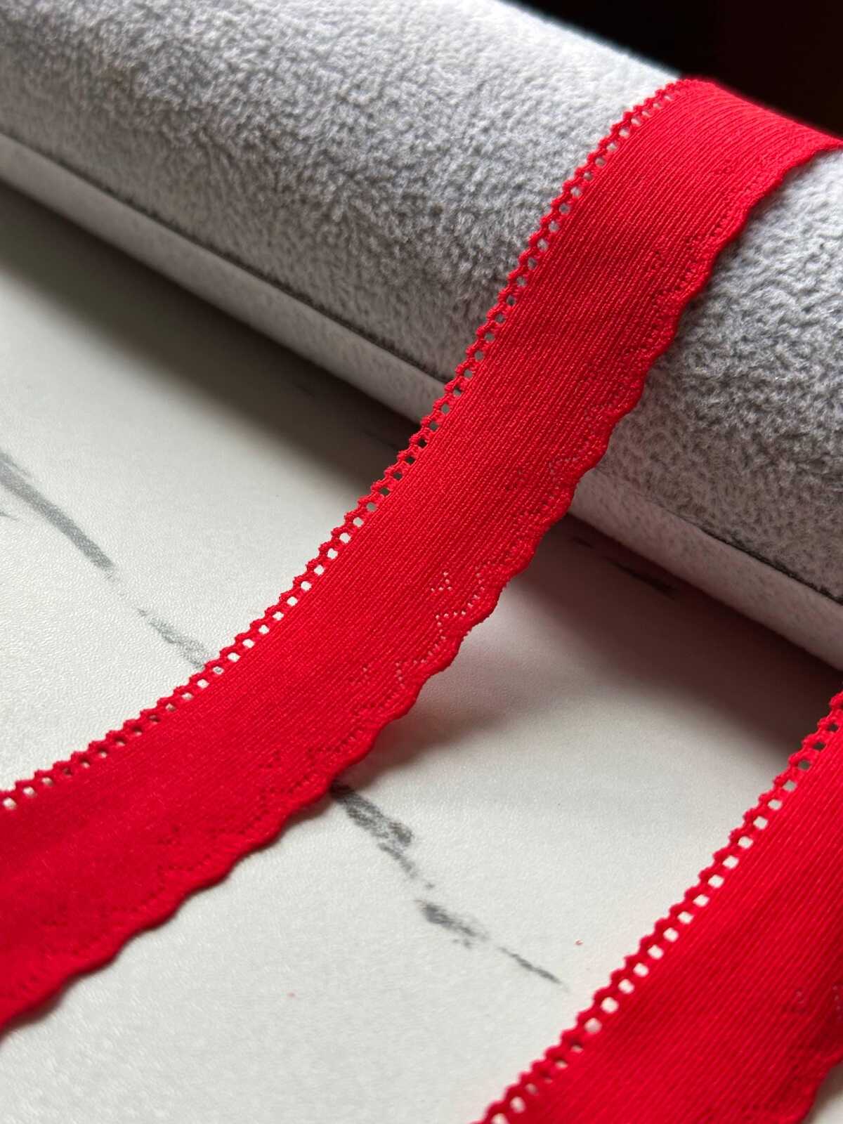 10 yds Red Lingerie Elastic Trim by Yard, 0.75" Ultra Soft Stretch Ribbon, Crimson Picot Edge, Coquette Craft Supply, DIY Sewing, Wholesale
