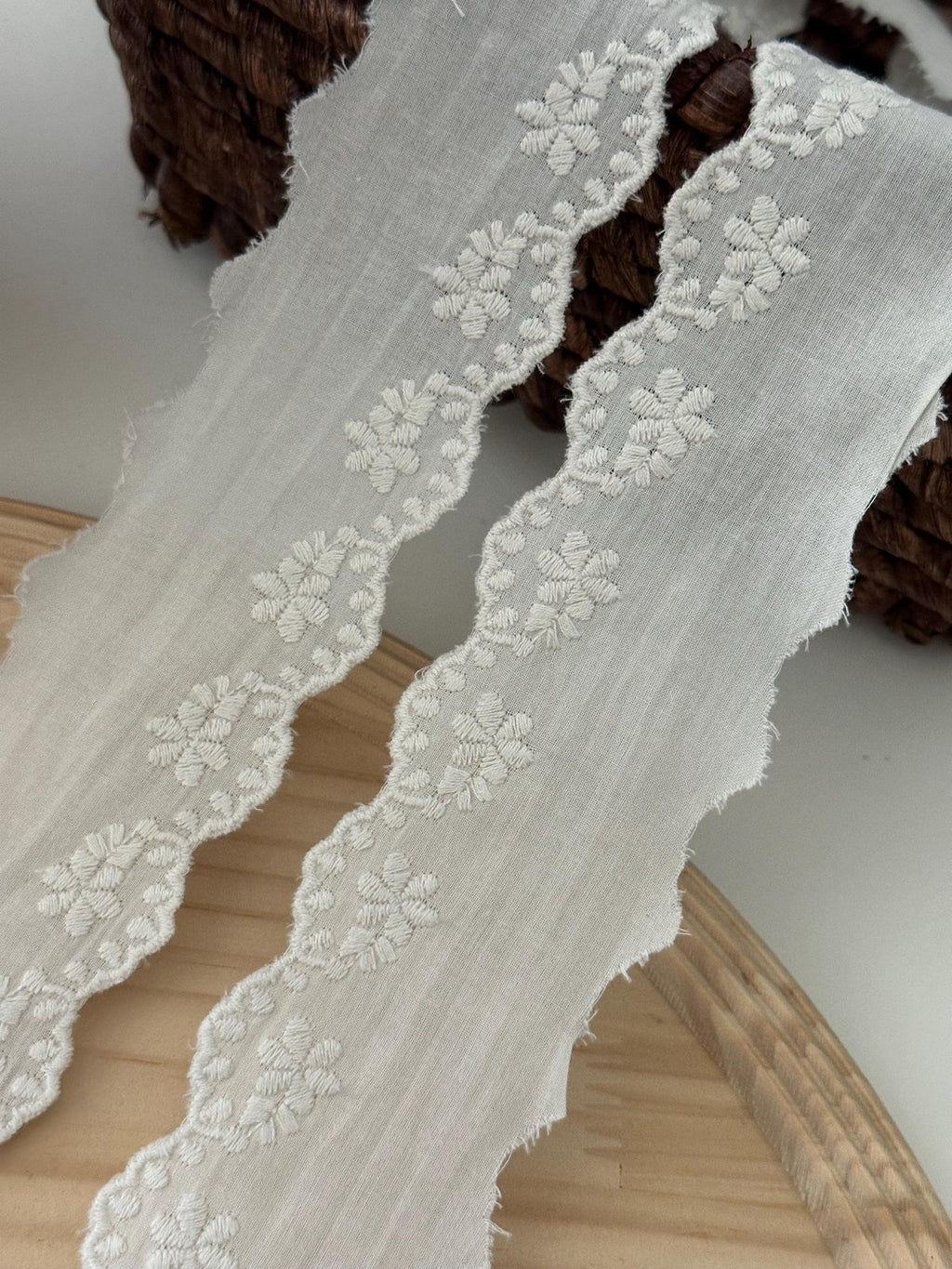 5Yds Non-Stretch 1.7" Off-White Cotton Floral Eyelet Lace Trim Wholesale
