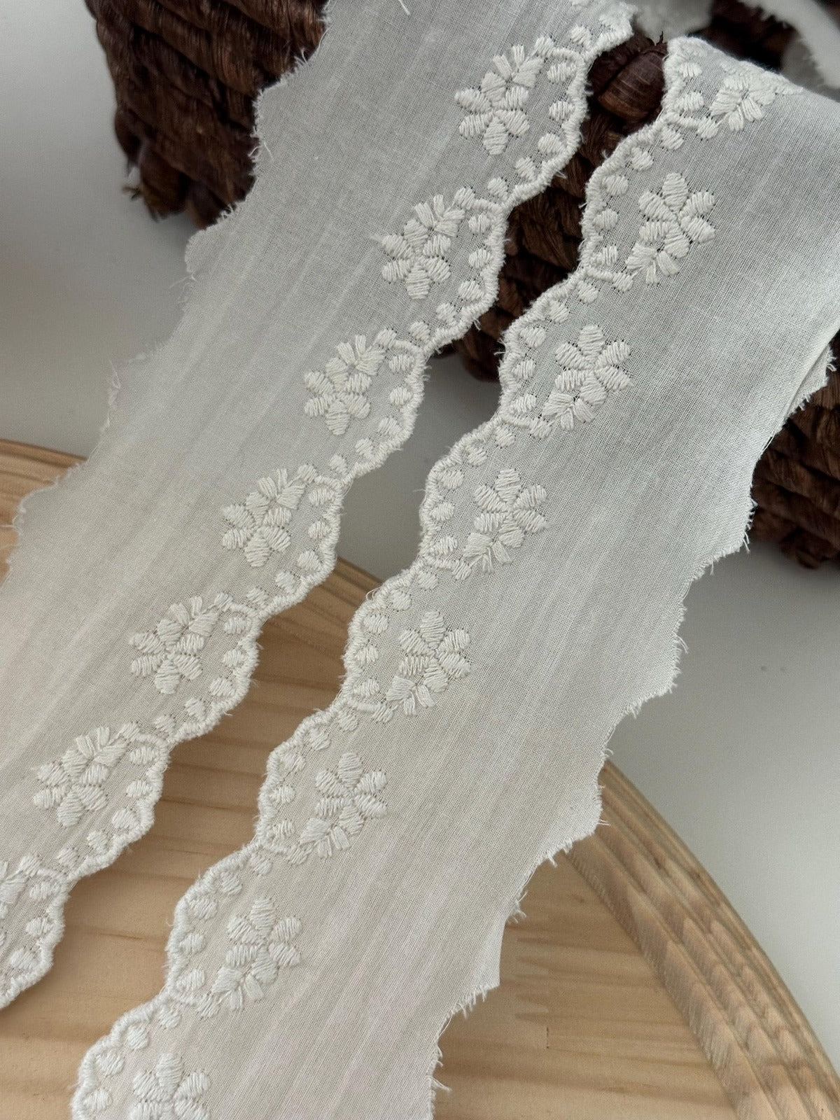 5Yds Non-Stretch 1.7" Off-White Cotton Floral Eyelet Lace Trim Wholesale