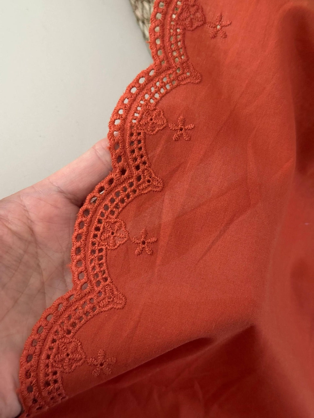 3Yds Non-Stretch 8" Wide Rust Cotton Eyelet Lace Trim, Bulk Clearance Coquette Y2K Lace, Garment Trim, DIY Sewing, Retail Wholesale