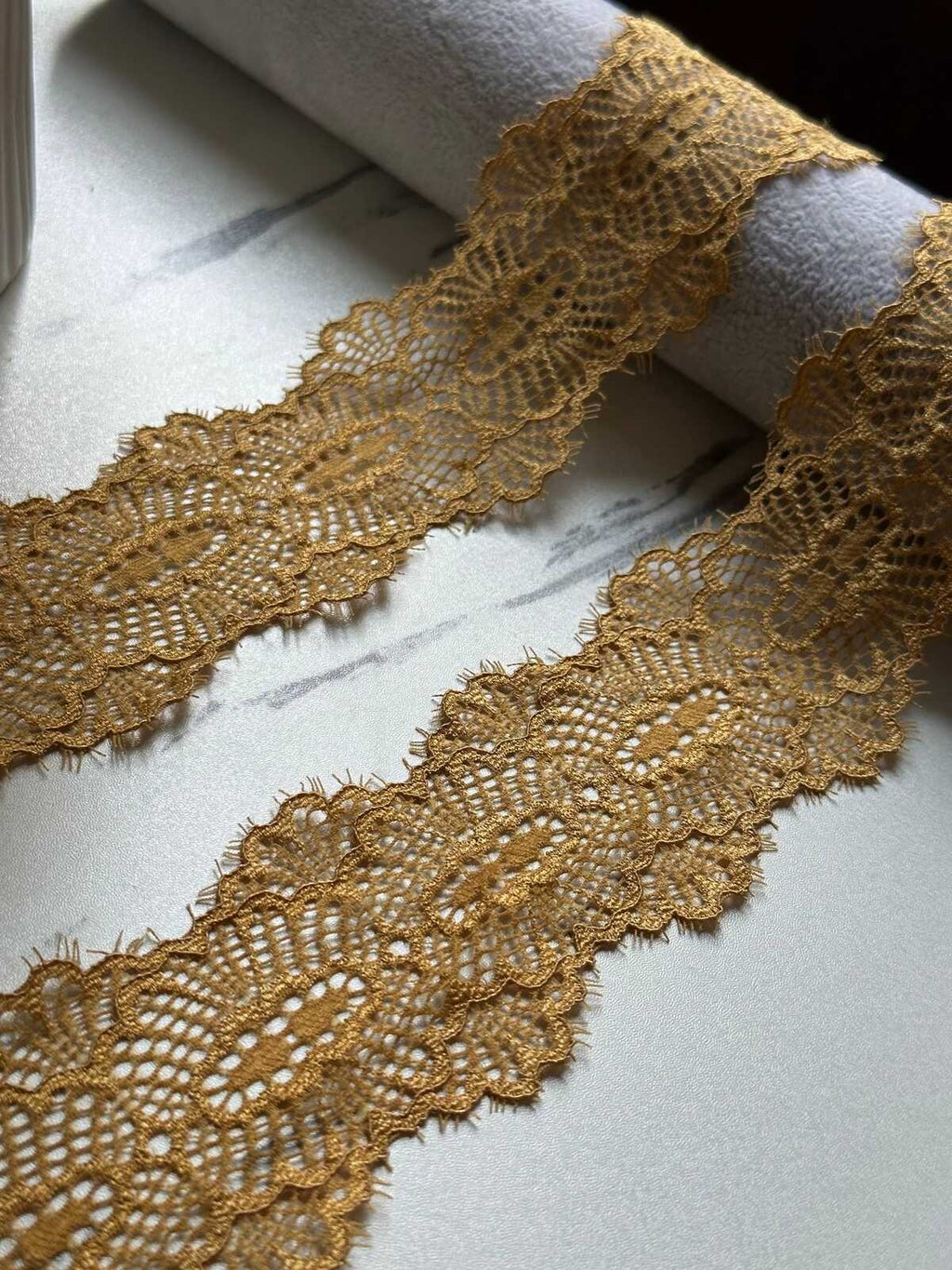 Gold Eyelash Lace Trim, 2" Eyed Stretch Ribbon, Bulk Clearance Coquette Y2K Lace, Lingerie Lace, DIY Sewing, Retail Wholesale