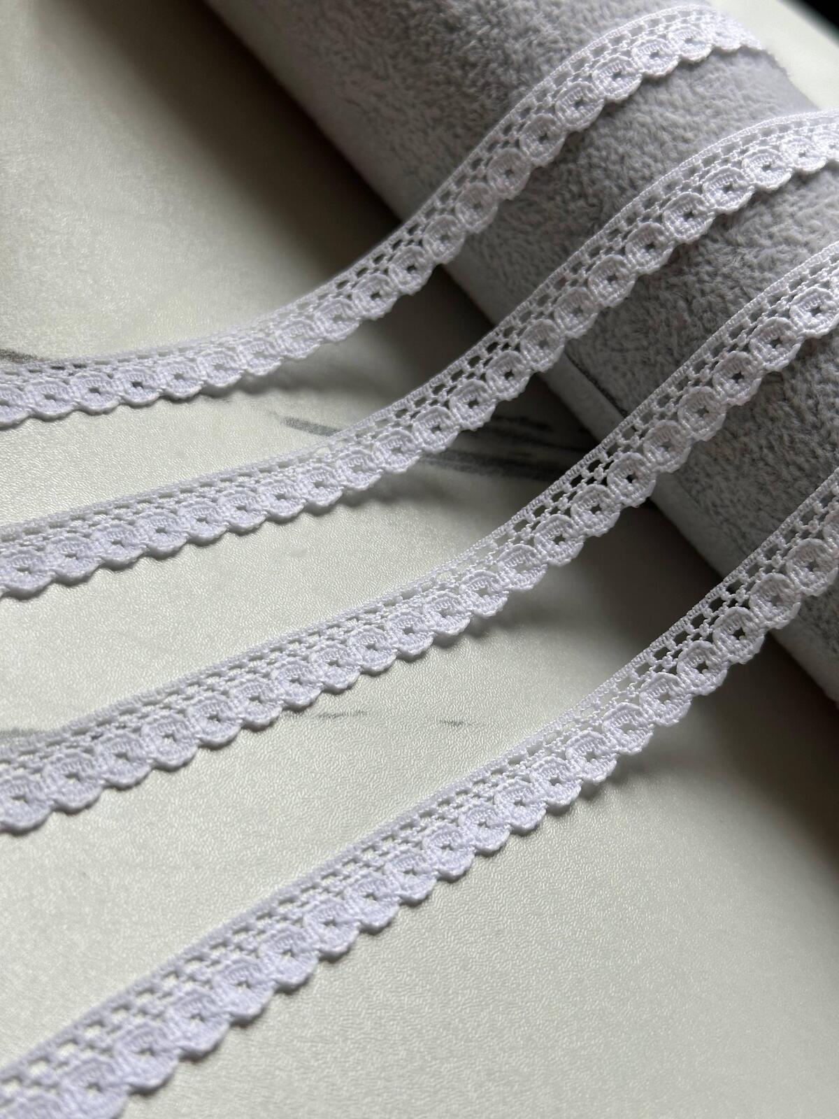 10yds Classic Pure White Delicate Circle Eyelet Non Stretch Lace Trim by Yard, Narrow Scalloped Ribbon for Crafts, 0.75", Retail Wholesale